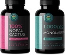 Nopal Cactus & Monolaurin Bundle, 240 Kapseln Jede, 1500 Mg Prickly Pear Cactus, 1000 Mg Monolaurin