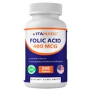 Vitamatic Folic Acid 400 mcg - 500 Vegetarische Tabletten - Vitamin B9