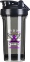 Mein Held ist jetzt mein Engel Pankreas-Krebs 18 Unze Shaker Flasche Getränk Mixer Leak-proof Pre Workout Protein Shakes Meal Ersatz Shakes Flaschen 500ML/18 Oz Schwarz
