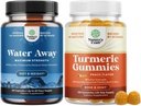 Bundle of Water Away Pills Maximale Stärke für Wasserretention für schnelles Bloating Relief und Turmeric Gummis für Erwachsene Peach Flavor - Extra Strength Joint Support Gummis