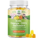 Kinder DHA Omega 3 Gummie - Fettsäuren Omega 3 6 9 für Gehirn, Immunstärke & Vision - Ernährungs-DHA für Kinder für gesunde Nervensystem & Fokus-Unterstützung - Fish Free, Vegan & Non-GMO - 60 Chews