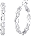 Senteria 925 Sterling Silber Ohrringe für Frauen Leichte Twisted Hoop Ohrringe mit Cubic Zirkonia Hypoallergene Ohrringe (20/30/40/50/60MM)
