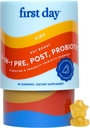 FIRST DAY Kids 3-in-1 Probiotic Gummis – Prebiotic + Probiotic + Postbiotic Supplement – Unterstützt Verdauungs- und Mundgesundheit, Immunfunktion und Energie – 30-tägige Versorgung