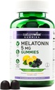 NatureWise Melatonin Gummies 5mg - Non-Habit Forming Sleep Support Supplement mit Ashwagandha, Valerian Root - BlackBerry-Lemon Flavor - Vegan, Glutenfrei, Non-GMO - 60 Count[30-Day Supply]