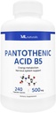 ML Naturals Pantothensäure B5 240 Gemüsekapseln. Energiemetabolismus, Nervous System Support, NSF-zertifiziert & cGMP-Compliant