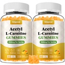 2 pacchetto Acetil L-carnitina supplemento, integratore naturale di nutrizione per aumentare l'energia, l'immunità, Vegan, aroma d'arancia, 120 conte
