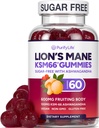Sugar Free Lions Mane Supplement Gummis mit KSM-66 Ashwagandha - Nootropic Supplement für Kognition, Brain Fog, Mental Clarity, Focus & Stress Support - Natural Berry Flavor, Vegan, Made in USA
