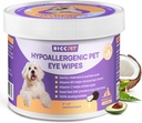 HICC PET Eyes Wipes für Hunde & Katzen, Vet-Recommended Dog Eye Infection Treatment, Gently Remove Tear Stain, Debris, Discharge - Allergiker Pet Eye Wash Cleaner für Augen, Falten, Gesicht - 100pcs