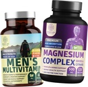 N1N Premium Magnesium Complex und Men's Multivitamins, Alle natürlichen Ergänzungen zur Verbesserung der Energie, Immunität und Unterstützung Knochen, Muskel und Nerven Funktion, 2 Pack Bundle
