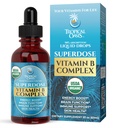 Superdose Organic Vitamin B Complex Liquid Drops | 125.000% DV Vitamin B12, B6, Biotin, Niacin, Folate | Energy, Gehirngesundheit, Immununterstützung | USDA Organic, Vegan, Non-GMO | 60 Serv, 2 Mo. Versorgung
