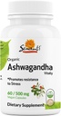 Sewanti Organic Ashwagandha Capsules - Natürliche Stress Relief & Energie Boost - Nahrungsergänzungsmittel High Potency Extract 60 Vegan Capsules - 500mg