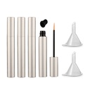 lasenersm 4 Stück 5ml Aluminium Leere Eyeliner Tubes Nachfüllbare Wimpern Wachstum flüssige Flasche Kunststoff Eyeliner Vials Tube mit Brush Wimpern Wachstum Öl Mascara Tube mit 2 Mini Funnels, Matte-Silver