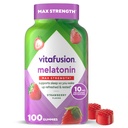 Vitafusion Max Strength 10 mg Melatonin Gummies, Erdbeer aromatisiert, Adult Melatonin Gummy Vitamin Supplement, 100 Count, 50 Day Supply