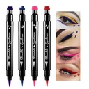 BINGBRUSH Doppelseitige flüssige Stamp Eyeliner Pen, Face Stamps Makeup Extrem schwarz wasserdicht Slim Gel Filz Spitze High Black Pigment Liquid Eyeliner & Seal Harza para Spitzen de Gel (Colorful)