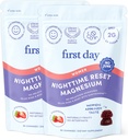 First Day Women’s Nighttime Reset Calming Magnesium Gummies – Schlafhilfe unterstützt friedliche Erholung, Balanced Mood & Energy – Ergänzung mit Magnesium Citrat, L-Theanin & No Melatonin – 60-Tage Versorgung