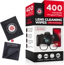 400 Brillenreinigungstücher + Mikrofasertuch für Brillen &amp; Linsenreiniger | Vor-Moistened, Individuell Wrapped, Less Alcohol Formula | Lens Wipes für Brillen, Brillen, Lenses & Screen