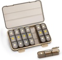 Pill Organizer 3 Mal ein Tag, Pille Box 7 Tag - Acedada Wöchentliche Reise Medizin Organizer Box, Große Säule Behälterhalter Vitamine Fall Pillenspender, Braun