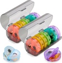 Weekly Pill Organizer - 2 Times-A-Day Compartments - 7 Tage AM/PM Pille Container - Tragbare, langlebige und bequeme Reise Pillen Fall für Tabletten, Fischöle, Vitamine und Ergänzungen, Rainbow, 2 Pack