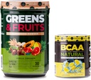 Nutrology Greens & Fruits Powder-Naturally Sourced Superfood, Vanilla Cinnamon (30 Servierungen) BCAA Natural, Pflanzenbasierende BCAA Pulver, Lemonade Flavor (30 Servierungen)