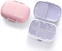 MEACOLIA 2 Pack 8 scomparti Organizzatore di viaggio Pillole Box Moisture Proof Piccolo caso di pillole per Pocket Purse Daily Pill Holder Container per la Vitamina di Medicina (Purple & Pink)