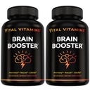 Vital Vitamins Brain Ergänzungen für Gedächtnis und Fokus (2-Pack)– Nootropic Brain Booster mit Ginkgo Biloba, Rhodiola, B12 – Koffeinfreie Unterstützung für Erwachsene & Senioren – 60-Tage Versorgung