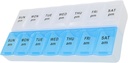 7 giorno settimanale Pillola AM PM Organizer, ShysTech Large Pill Case Pill Box per Pills/Vitamin/Supplements/Medication (Blue/White)