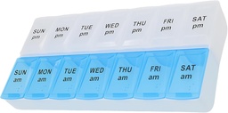 7 Tage Wöchentliche Pille PM Organizer, ShysTech Große Pillen Fall Pille Box für Pillen / Vitamin / Ergänzungen / Meditation (blau/weiß)
