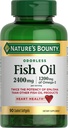 Nature's Bounty Odorless Fish Oil, 1200mg Omega-3 pro Servierung einschließlich EPA & DHA, unterstützt Herzgesundheit, gereinigt, um Mercury zu beseitigen, beschichtete Softgels, Glutenfrei, keine Shellfish, 90 Ct