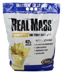 Gaspari Nutrition Real Maß: Advanced Weight Gainer, Protein and Complex Carb Blend, 50g Protein, 16g EAAs, Glutenfrei, 12 lbs (Vanilla Milkshake)