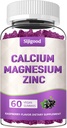 Calcium Magnesium Zink-Gummien mit Vitamin C D3 K2, Calcium-Gummien für Knochen, Muskel, Kalm & Zzz-Unterstützung, hohe Absorptionsformel mit Magnesium Zink-Kupfer Kalium, Elderberry Flavored 60 Counts