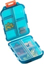 Travel Pill Organizer - Travel Medicine Case Kit - Pocket Daily Pharmacy Container - Travel Medication Holder Dispenser für Fish Oil Vitamin Supplement Storage (Green)