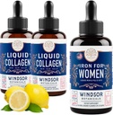 WINDSOR BOTANICALS Liquid Collagen 2-Pack und Flüssigeisen für Damen Beauty und Wellness Bundle