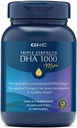 GNC Triple Strength DHA 1000 Mini Omega 3 Supplement, 1000mg, Ultra konzentriert, hohe Potenz, unterstützt Gehirnentwicklung und gesunde Vision, Burpless, 90 Mini Softgels, 45 SVG, 45 Tage Versorgung