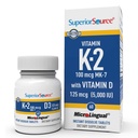 Überlegene Quelle K2 (MK-7) 100 mcg, mit D3 (5.000 IU) Ergänzung, Quick Dissolve MicroLingual Tablets, 60 Count, stärken Knochen, Herz-Kreislauf- und Immunsystemunterstützung, Non-GMO