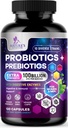 Probiotics 100 Billion CFU Pro Serving - 10 Premium Strains + Präbiotika - Beste probiotische Ergänzung für Frauen und Männer - Unterstützt Immun-, Verdauungs-Gesundheit, Okzial-Verstopfung & Gas - 120 Kapseln