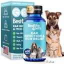 Itch Relief und Ohr Infektion Behandlung für Hunde & Katzen, Natürliche Ohren Mites Behandlung für Katzen und Hunde Soothes juckende Ohren, Reduziert Schwellung, Otitis, Schmerz & Entzündung, 400 Einfach zu geben, winzige Pillen