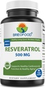 Brieofood Resveratrol 500mg - Natürliche Antioxidante Ergänzung für Herz-Kreislauf- und Immunsystem Gesundheit - 60 Veggie Kapseln