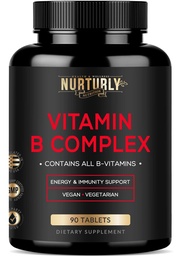 Vitamin B Komplex - Enthält alle essentiellen B Vitamine - B1, B2, B3, B5, B6, B7, B9, B12 und Biotin - Super B Complex Vitamine für Energie, Immunität und Stimmungsunterstützung - 90 Tabletten