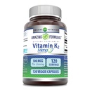 Erstaunliche Formeln Vitamin K2 Menaq7 MK7 Ergänzung | 100 Mcg | Veggie Kapseln | Non-GMO | Gluten Free Made in USA (1 Pack, 120 Count)