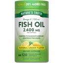 Nature's Truth Fish Oil 2400mg | 120 Quick Release Softgels | 720 mg Omega 3 | Burpless Lemon Flavor Pillen | Non-GMO & Gluten Kostenlose Ergänzung