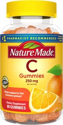 Vitamin C Gummies 250 mg, 80 Count, Für Immununterstützung, Antioxidantienunterstützung, Kollagenunterstützung für Hautgesundheit, Tangerine