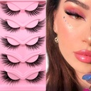 Fox Eye Lashes Wispy Wimpern 19mm Long Cat Eye Angel Wing Lashes Faux Mink False Wimpern Natural Look 5 Pairs Pack (XF06)
