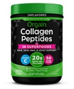 Orgain hydrolysiertes Kollagenpulver + 50 Bio-Superfoods für Damen und Herren, 20g Gras Fed Collagen mit Vitamin C, Unflavored - Haar, Haut, Nagel, & Joint Support Supplement, Non-GMO, Typ I & III, 1lb