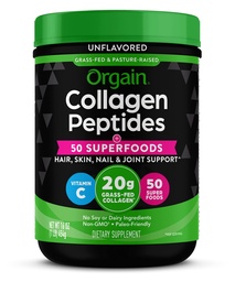 Orgain hydrolysiertes Kollagenpulver + 50 Bio-Superfoods für Damen und Herren, 20g Gras Fed Collagen mit Vitamin C, Unflavored - Haar, Haut, Nagel, & Joint Support Supplement, Non-GMO, Typ I & III, 1lb