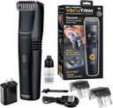 Vacutrim Cordless Mens Bart Trimmer, wiederaufladbare elektrische Rasierer mit 20 Trim-Einstellung Kalibrierung Dial und eingebauten Vakuum für Schnurrbart, Sideburns. Gesichtshaar, schwarz, 7,5", wie auf TV gesehen