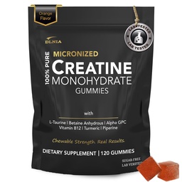 Kreatin Monohydrat-Gummi für Männer und Frauen - Zuckerfrei & Vegan Fortgeschrittene Formel W/L-Taurine + Vitamin B12 - für Muskelkraft, Muskelaufbau, Erholung, Energieschub, Pre-Workout-Ergänzung
