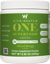 VitaHustle ONE Superfood Super Greens Pulver mit Präbiotika + Probiotika, reduzieren Bloating, Detox, Gut Health, Spirulina, Chlorella, Verdauungsenzyme (Berry Flavor, 25 Portionen)