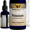 WellnessOne Ionic Potassium Supplement - Kaliumchlorid Tropfen für schnelle Absorption - Boost Immunsystem & Muskelfunktion - USA Getestet, Vegan, Non-GMO, Glutenfrei, Unflavored, 1,67 fl oz