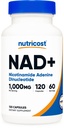 Nutricost NAD+ Supplement 1000mg pro Servierung,120 Kapseln (Nicotinamid Adenin Dinukleotid) - 60 Servierungen, Glutenfrei, Vegan