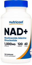 Nutricost NAD+ Supplement 1000mg pro Servierung,120 Kapseln (Nicotinamid Adenin Dinukleotid) - 60 Servierungen, Glutenfrei, Vegan